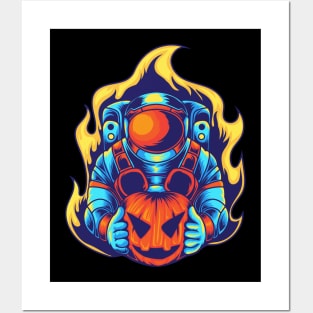 Astronaut Halloween Pumpkin Posters and Art